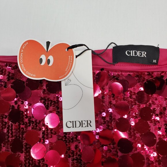 Cider Sequin Mini Skirt Fuchsia Size XL Party Glam Sequins - Picture 5 of 7